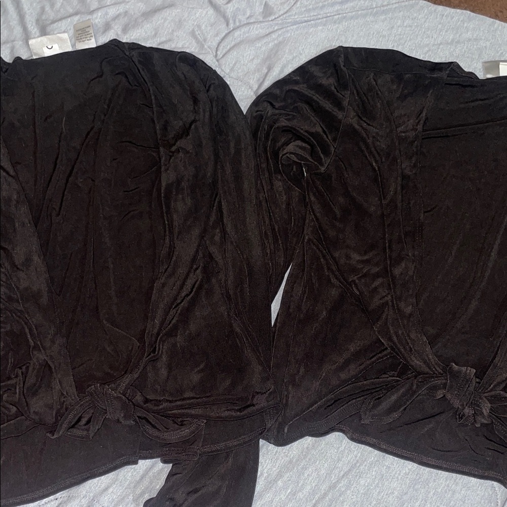 Black Long-Sleeve Tie-Front Cardigans